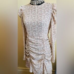 Floral Long Sleeve Ruched Dress